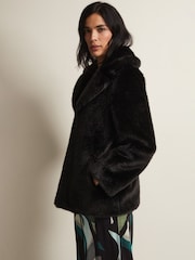 Phase Eight Black Faux Fur Megan Coat - Image 5 of 8