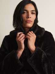 Phase Eight Black Faux Fur Megan Coat - Image 6 of 8
