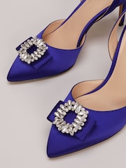 Phase Eight Blue Satin Embellished Slingback Heels - Image 6 of 7
