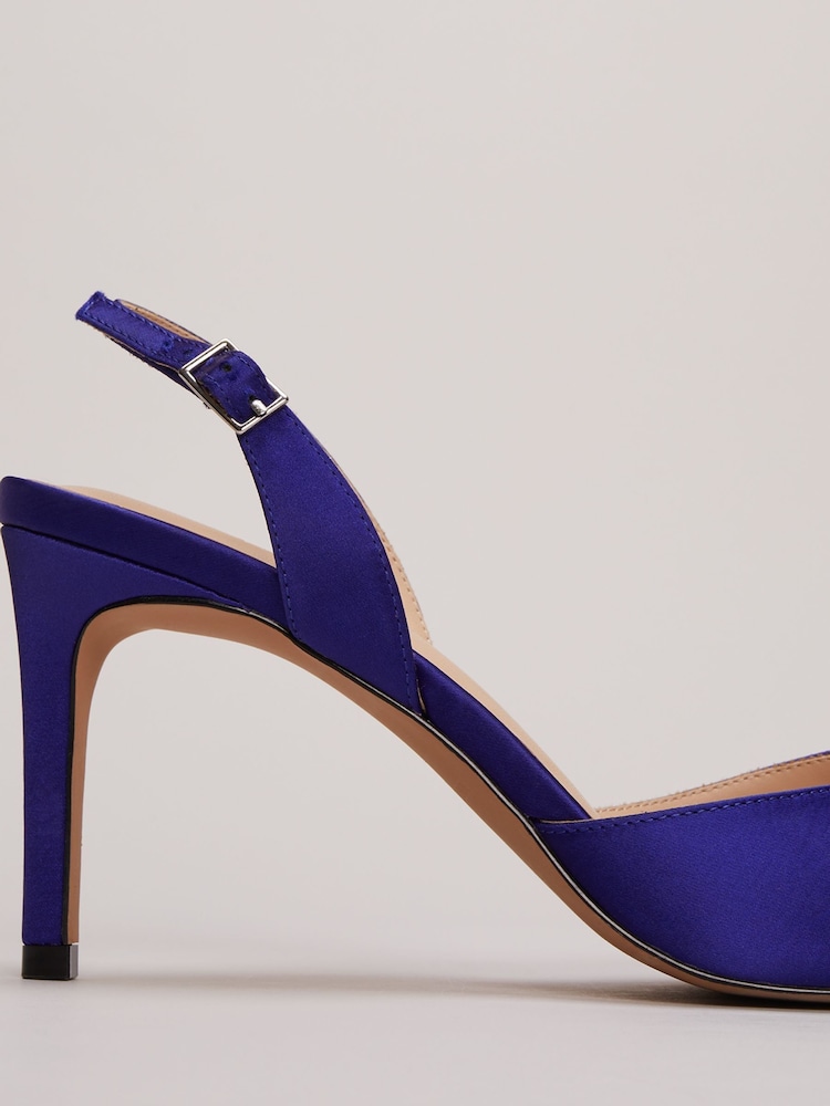 Phase Eight Blue Satin Embellished Slingback Heels - Image 7 of 7