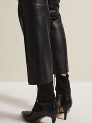 Phase Eight Black Leather Buckle Detail Sock Boots - Image 2 of 8