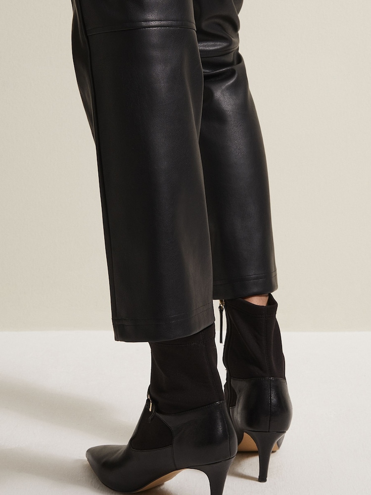 Phase Eight Black Leather Buckle Detail Sock Boots - Image 2 of 8