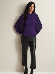Phase Eight Black Leather Buckle Detail Sock Boots - Image 3 of 8