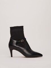 Phase Eight Black Leather Buckle Detail Sock Boots - Image 4 of 8