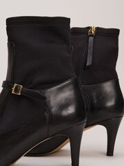 Phase Eight Black Leather Buckle Detail Sock Boots - Image 7 of 8
