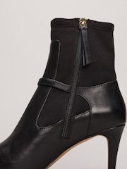 Phase Eight Black Leather Buckle Detail Sock Boots - Image 8 of 8