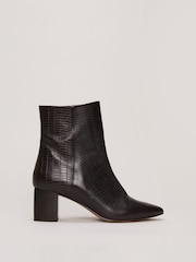 Phase Eight Brown Leather Croc Effect Print Ankle Boots - Image 1 of 7