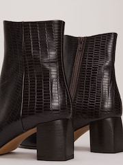Phase Eight Brown Leather Croc Effect Print Ankle Boots - Image 5 of 7