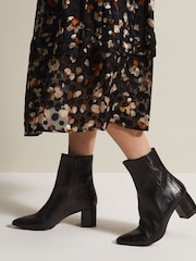 Phase Eight Brown Leather Croc Effect Print Ankle Boots - Image 7 of 7