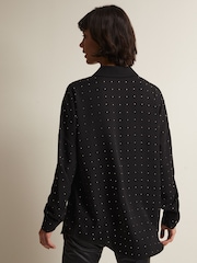 Phase Eight Black Embellished Elowen Longline Blouse - Image 2 of 6