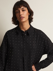 Phase Eight Black Embellished Elowen Longline Blouse - Image 4 of 6