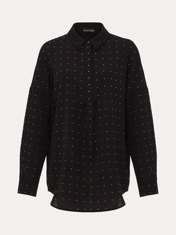 Phase Eight Black Embellished Elowen Longline Blouse - Image 6 of 6