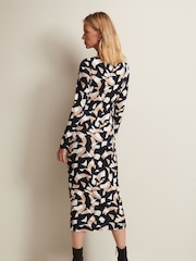 Phase Eight Blue Jordana Geo Ruched Midi Dress - Image 2 of 6