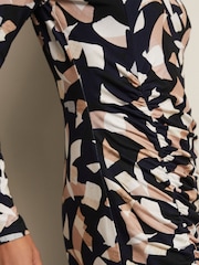 Phase Eight Blue Jordana Geo Ruched Midi Dress - Image 6 of 6