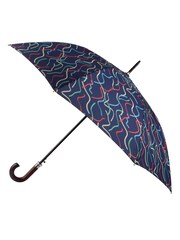Totes Navy ECO Auto Open Walker Wood Ribbons Print Umbrella - Image 2 of 4
