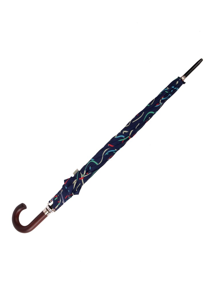 Totes Navy ECO Auto Open Walker Wood Ribbons Print Umbrella - Image 4 of 4