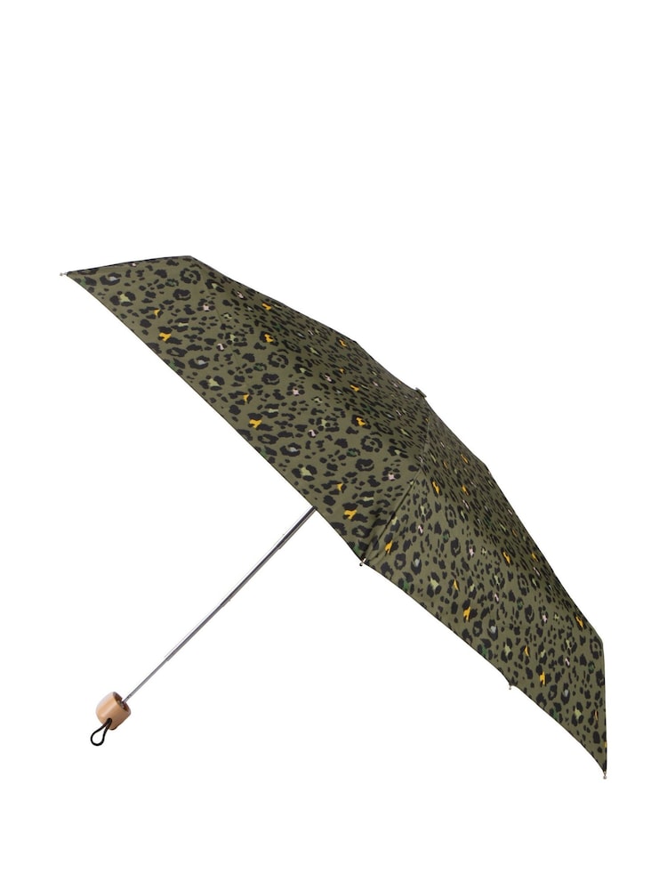 Totes Green Eco Compact Flat Panther Print Umbrella - Image 2 of 4