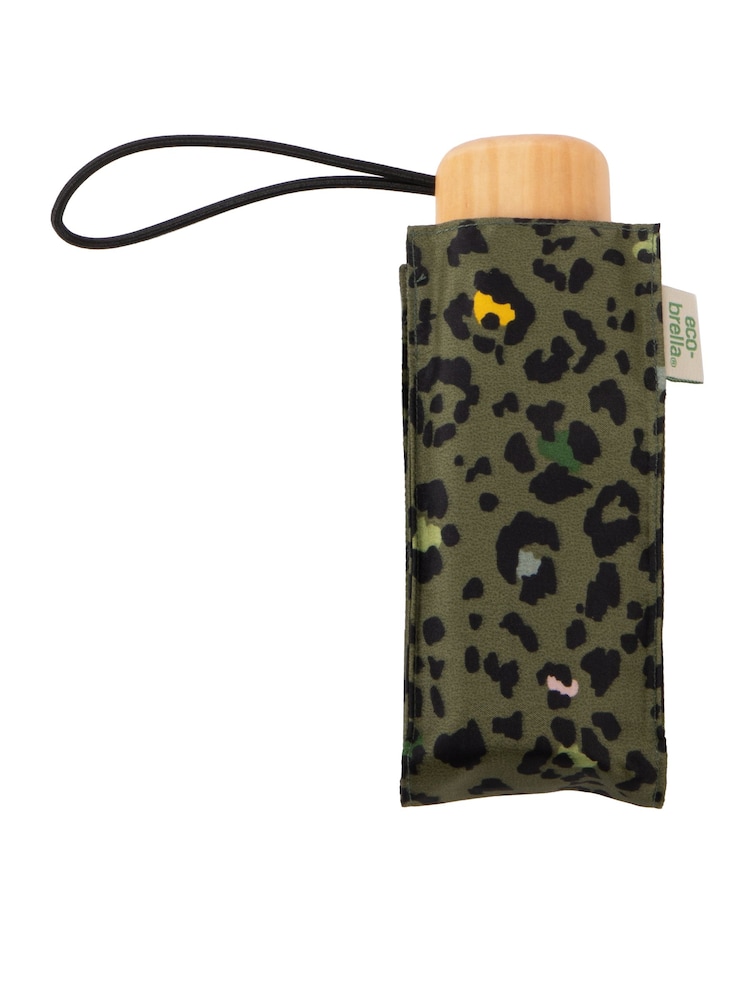 Totes Green Eco Compact Flat Panther Print Umbrella - Image 4 of 4