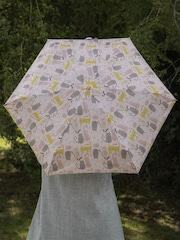 Totes Pink Compact Round Dotty Cats Umbrella - Image 1 of 4