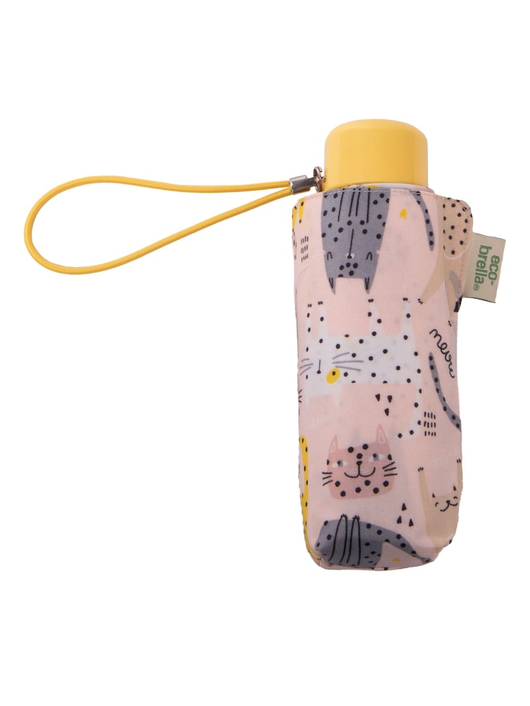 Totes Pink Compact Round Dotty Cats Umbrella - Image 2 of 4