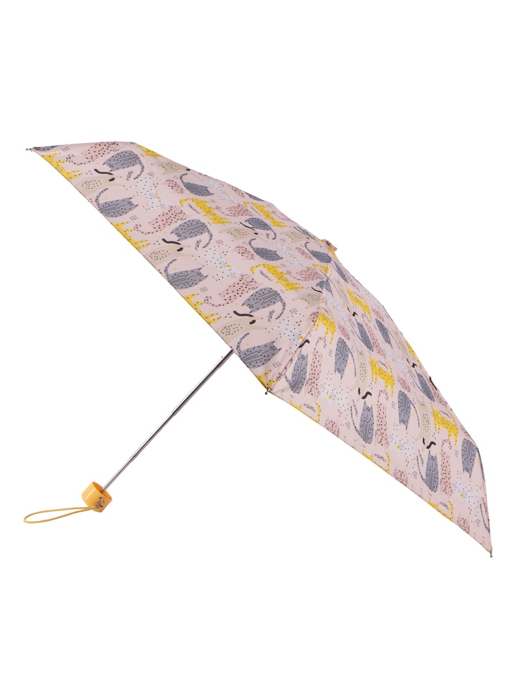Totes Pink Compact Round Dotty Cats Umbrella - Image 4 of 4