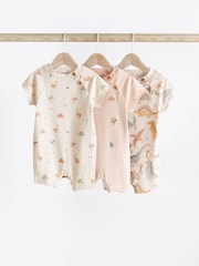 Nevtralna z dinozavri - dojenček Jersey 100% Cotton haljica za igranje 3 komplet - Slika 1 iz 4