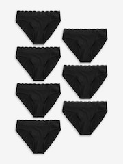 Schwarz - Slips aus Baumwolle und Spitze 7er-Pack - Image 1 of 5