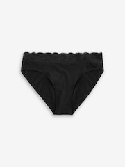 Black High Leg Cotton and Lace Knickers 7 Pack - Image 8 of 10