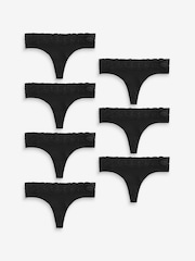 Schwarz - Slips aus Baumwolle und Spitze 7er-Pack - Bild 4 von 10