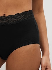 Black Full Brief Cotton and Lace Knickers 7 Pack - Image 4 of 5