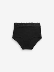 Black Full Brief Cotton and Lace Knickers 7 Pack - Image 5 of 5