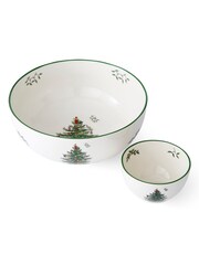 Spode Cream Christmas Tree Tiered Chip and Dip Bowl - Image 3 of 4