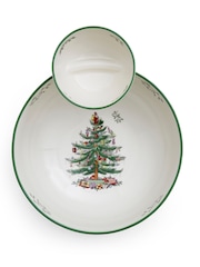Spode Cream Christmas Tree Tiered Chip and Dip Bowl - Image 4 of 4
