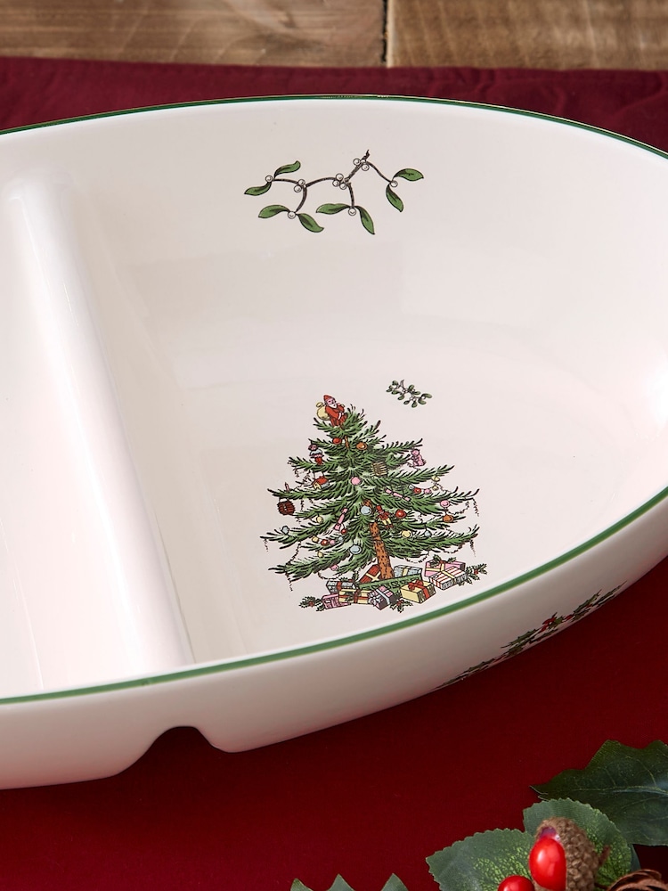 Spode Cream Christmas Tree Large Divided Server - Image 2 of 4