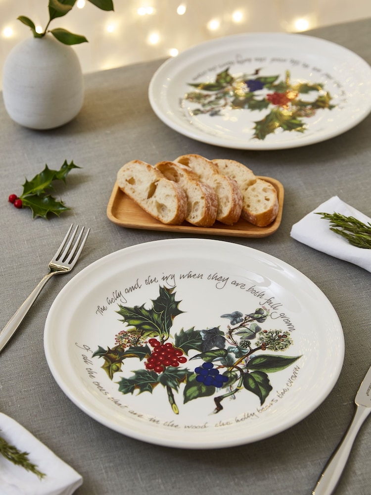 Portmeirion Clear The Holly and the Ivy Set of 6 25cm Dinner Plates - Image 1 of 2 Portmeirion Clear The Holly and the Ivy Set of 6 25cm Dinner Plates - Image 1 of 2