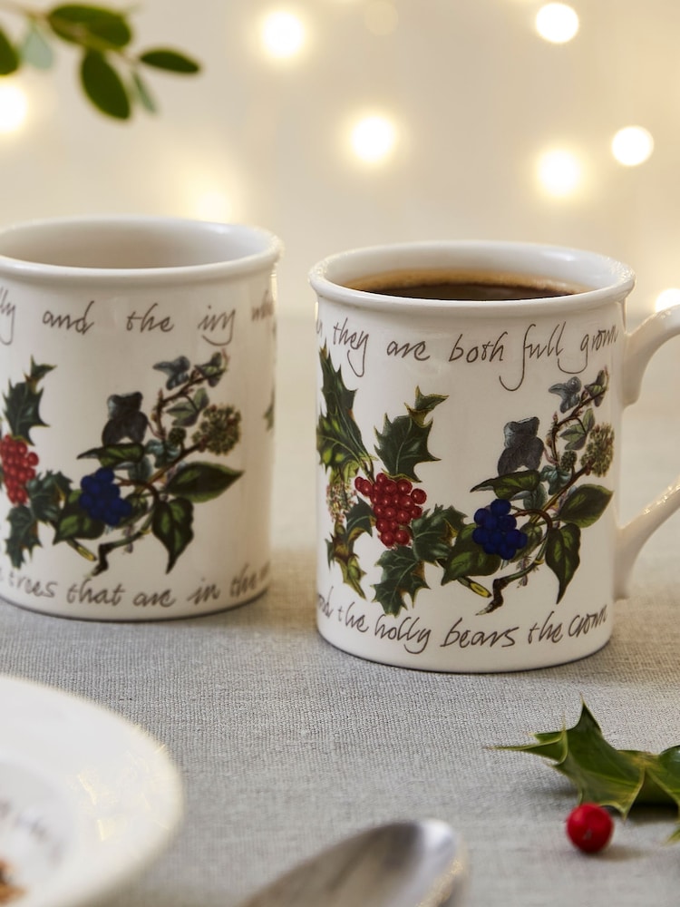 Portmeirion The Holly and the Ivy Set of 6 Breakfast Mugs - Image 1 of 2