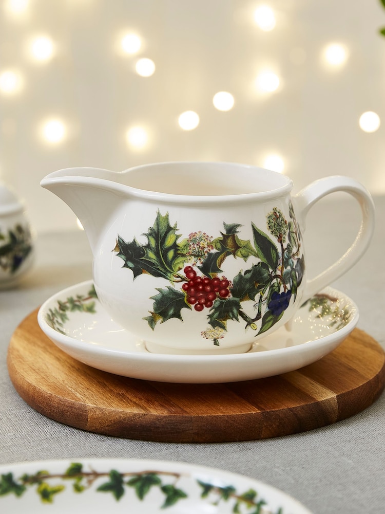 Portmeirion The Holly and the Ivy Gravy Boat & Stand - Image 1 of 3
