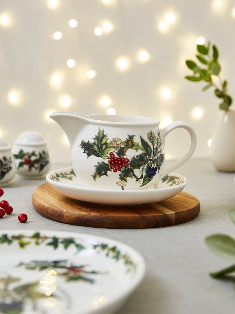 Portmeirion The Holly and the Ivy Gravy Boat & Stand - Image 2 of 3
