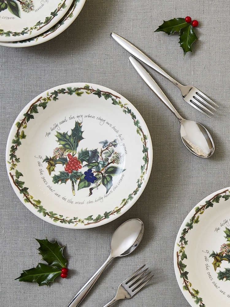 Portmeirion The Holly and the Ivy Set of 6 20cm Pasta Bowls - Image 1 of 3