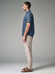 Natural Ecru Linen Cotton Elasticated Drawstring Trousers - Image 3 of 9