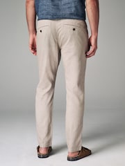 Natural Ecru Linen Cotton Elasticated Drawstring Trousers - Image 4 of 9