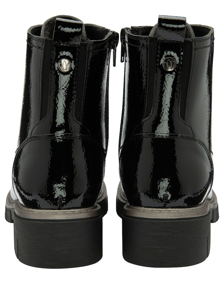 Lotus Black Patent Lace-Up Ankle Boots - Image 3 of 4