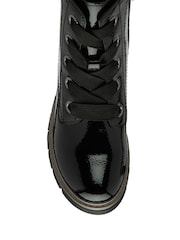 Lotus Black Patent Lace-Up Ankle Boots - Image 4 of 4