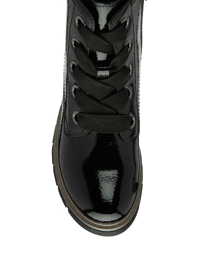 Lotus Black Patent Lace-Up Ankle Boots - Image 4 of 4