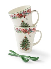 Spode Cream Christmas Tree 2023 Annual Mug & Spoon Set - Image 1 of 4