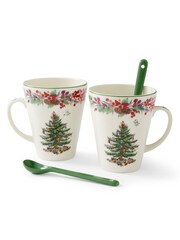 Spode Cream Christmas Tree 2023 Annual Mug & Spoon Set - Image 2 of 4
