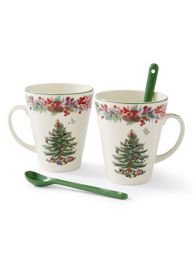 Spode Cream Christmas Tree 2023 Annual Mug & Spoon Set - Image 2 of 4