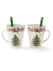 Spode Cream Christmas Tree 2023 Annual Mug & Spoon Set - Image 3 of 4