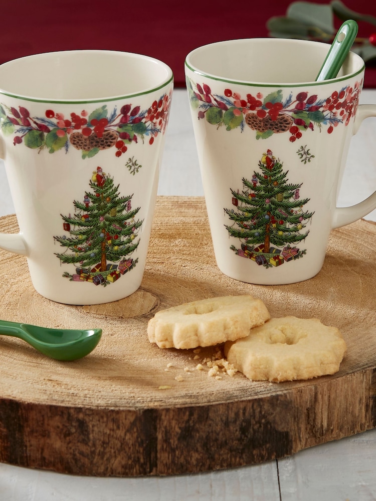 Spode Cream Christmas Tree 2023 Annual Mug & Spoon Set - Image 4 of 4