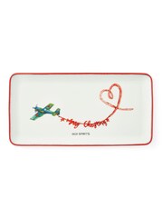 Spode White Kit Kemp Doodles Christmas Dessert Tray - Image 2 of 6